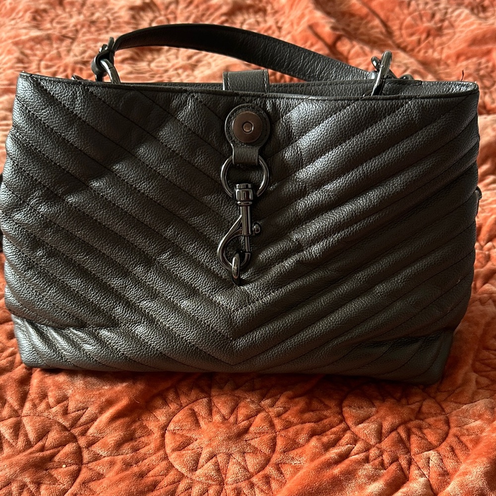 Rebecca Minkoff Black Quilted Leather Satchel with Top Handle